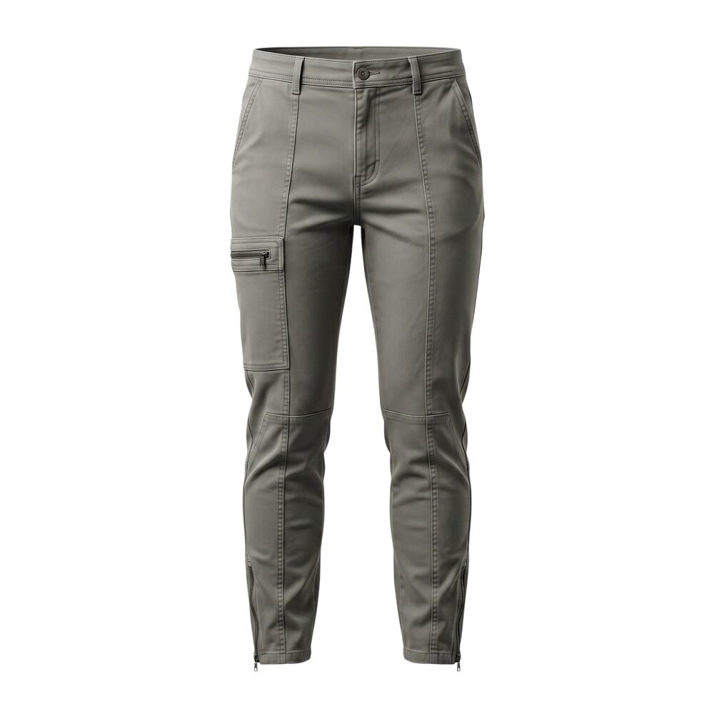 Anthropologie grey cotton pants with zip cargo pocket, patch knees, tapered leg,